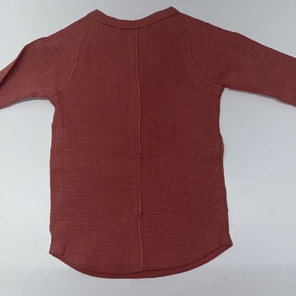 Pastel long sleeve ribbed raglan Tee with Henley color Dusty Rose New unisex - Picture 4 of 6